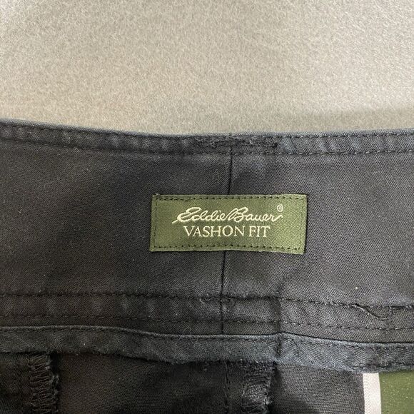 Eddie Bauer Pants Womens 14 Black Mid Rise Stretch Straight Flat Front Preppy - Picture 3 of 13
